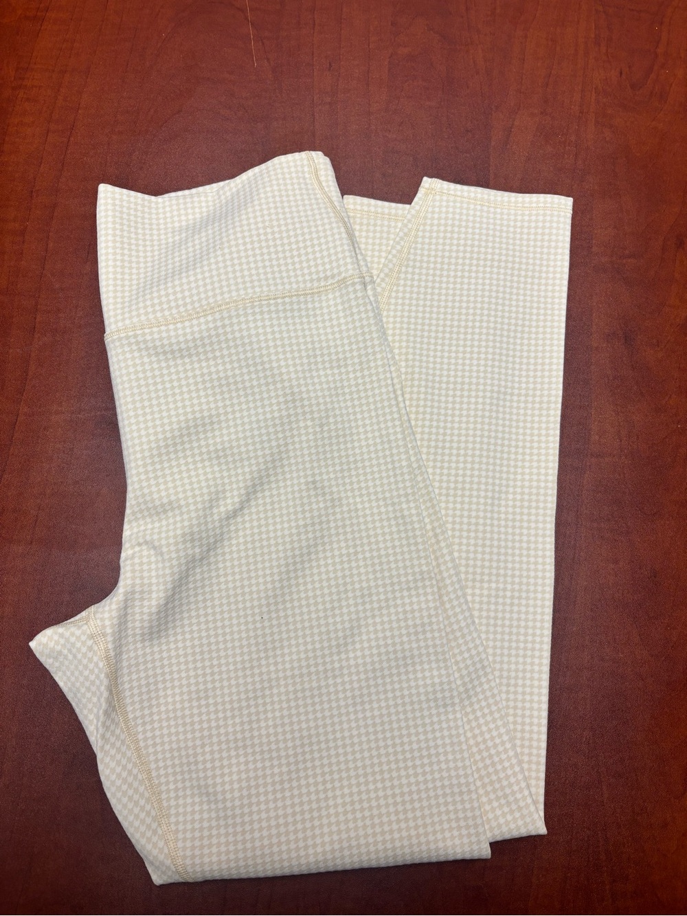 Vuori Cream & White Houndstooth Leggings